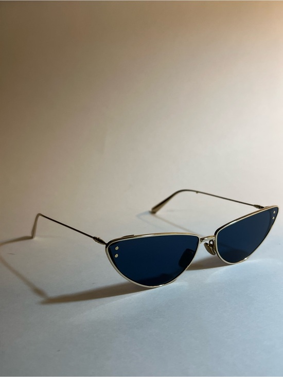 Christian Dior Cat- Eye Gold Frame Sunglasses- Dark Blue/Black Lenses